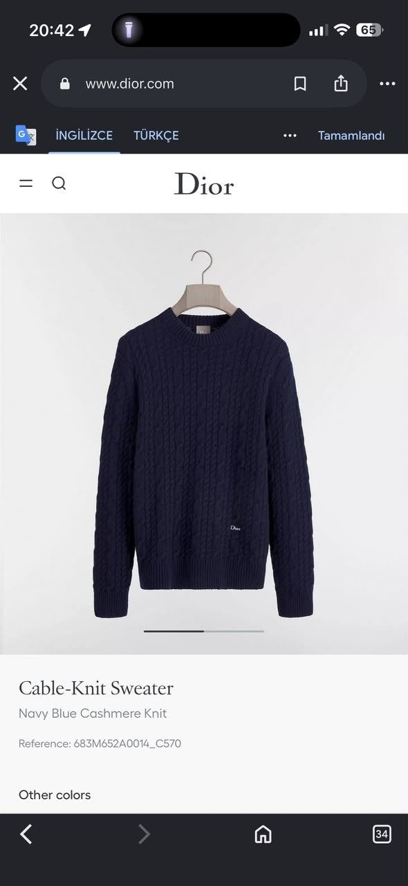 Dior Cable-Knit Sweater - Navy