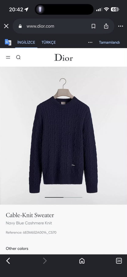 Dior Cable-Knit Sweater - Navy