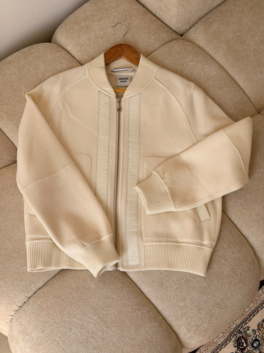 Hermès Bomber Jacket - White Embossed