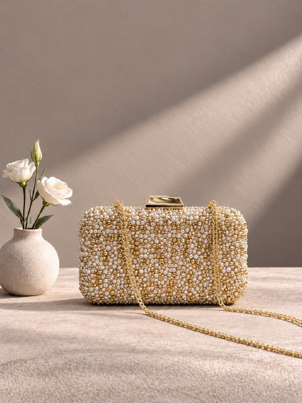 Jimmy Choo Rectangular-Clasp Clutch - White