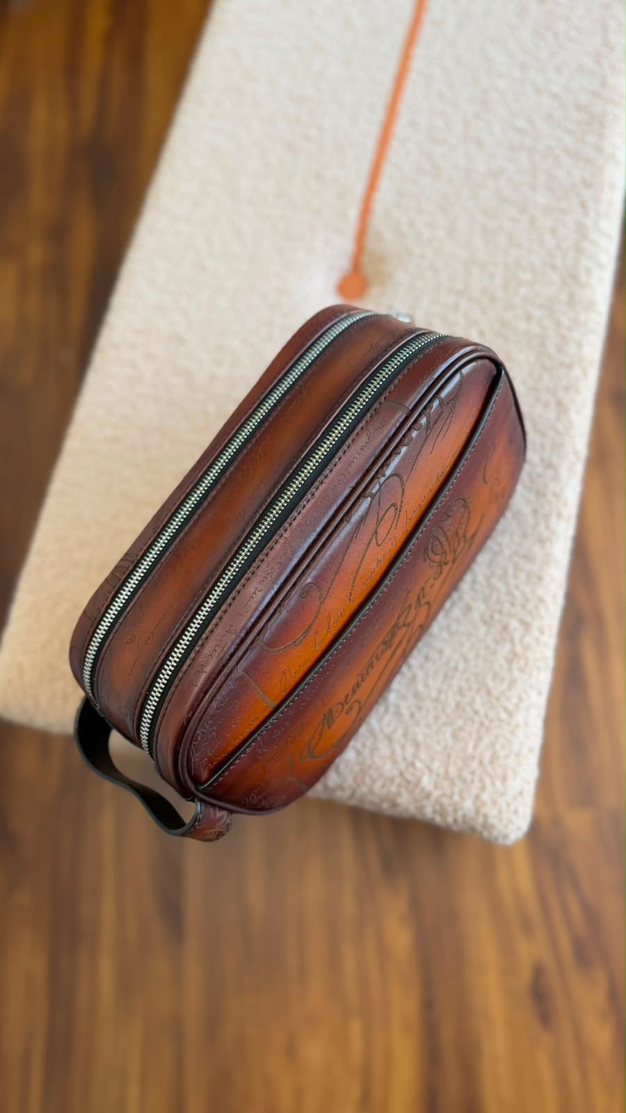 Berluti Double-Zip Clutch - Brown Embossed