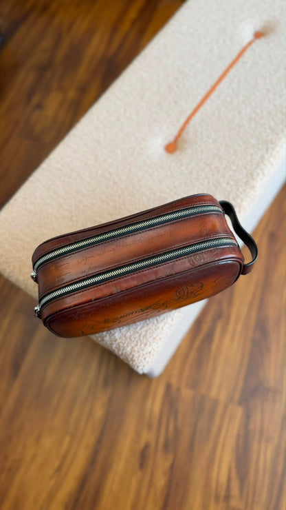 Berluti Double-Zip Clutch - Brown Embossed