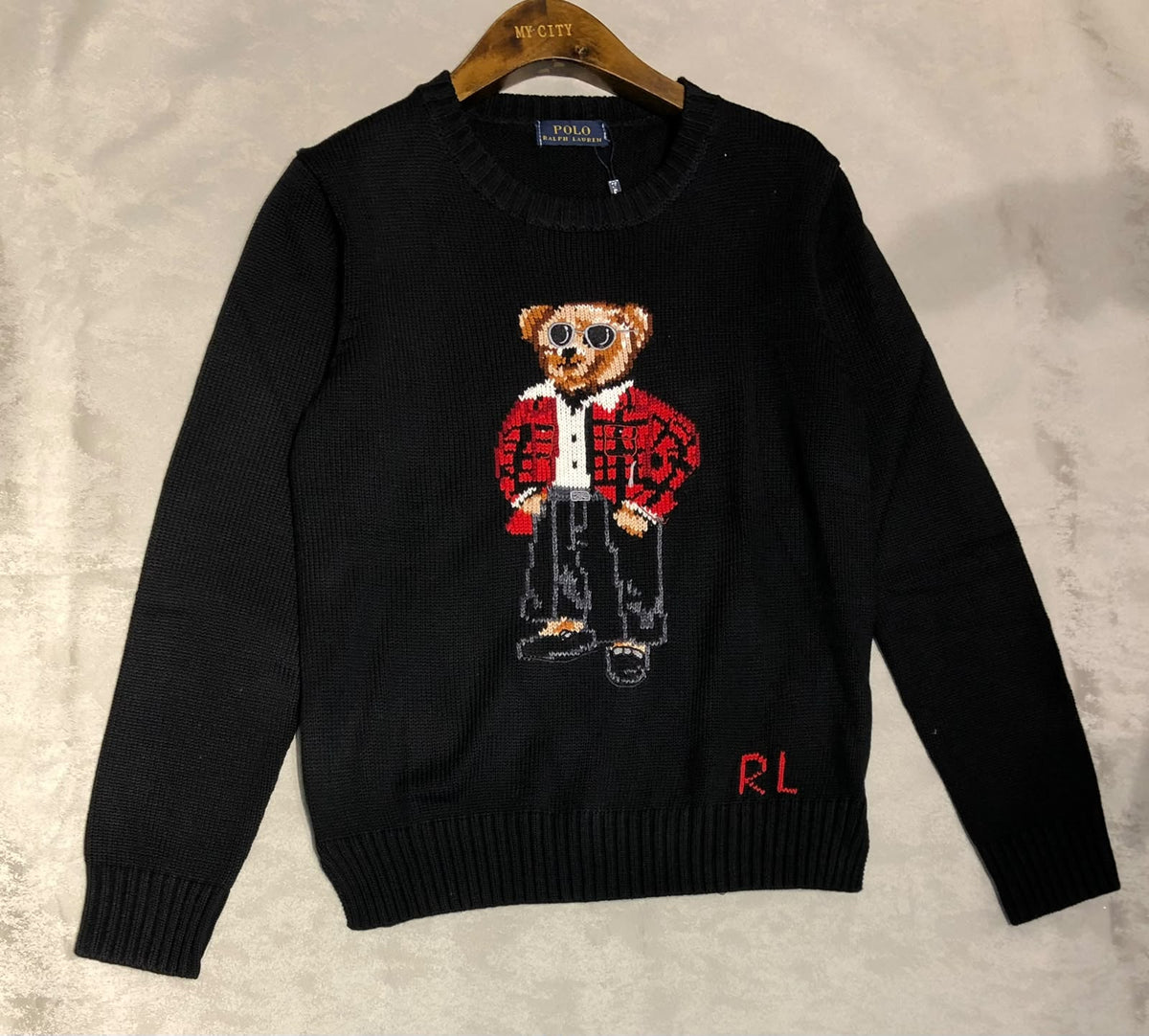 Polo Ralph Lauren Check Jacket Bear Sweater - Black