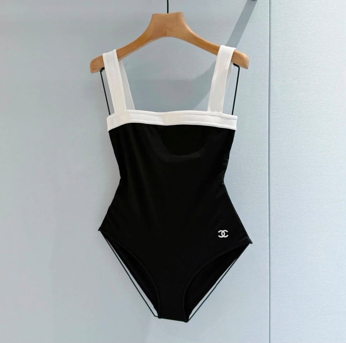 Chanel Square-Neck Swimsuit - Black, White