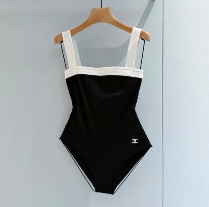Chanel Square-Neck Swimsuit - Black, White