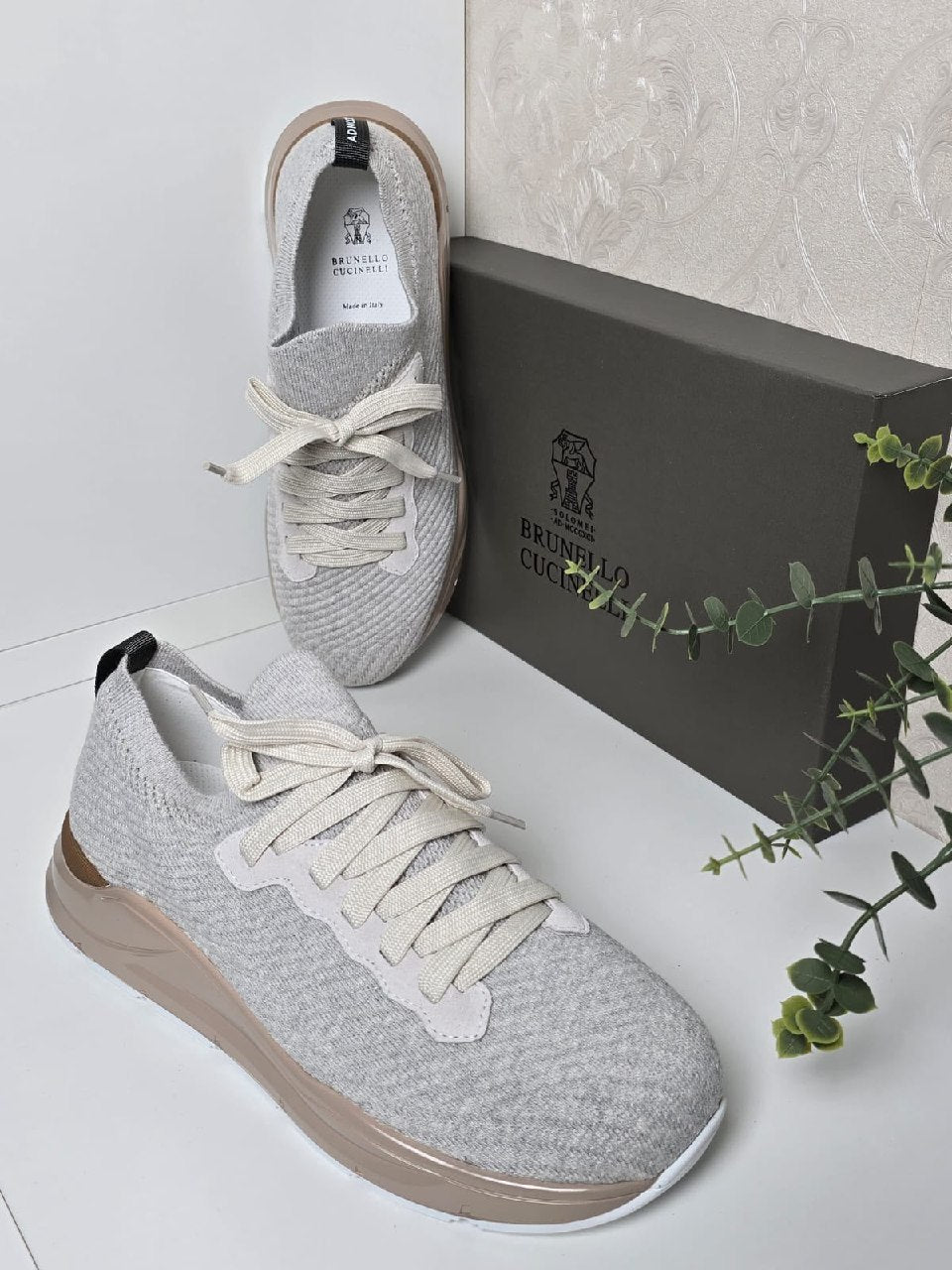 Brunello Cucinelli Wave-Lace Sneakers - Grey