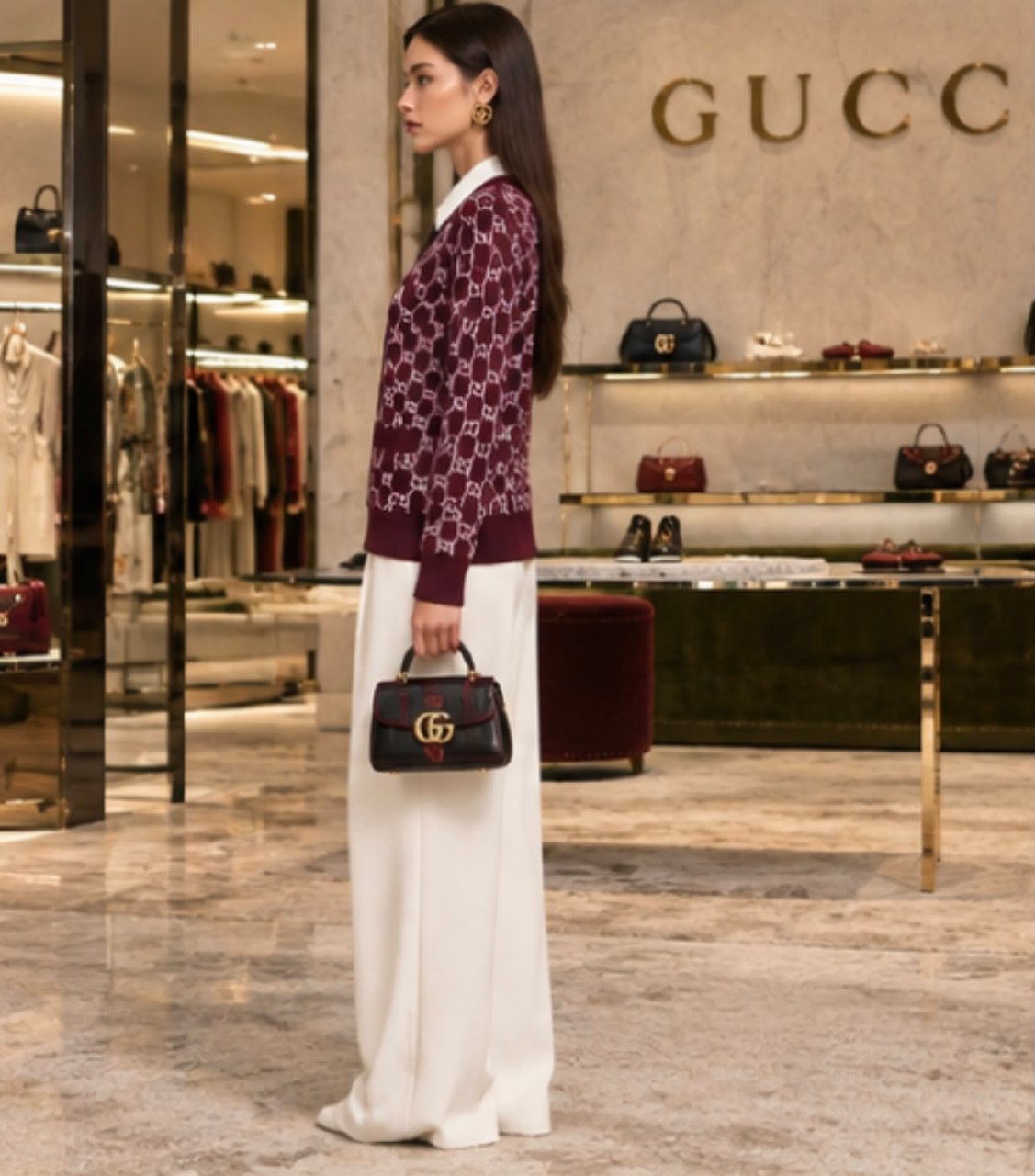 Gucci Cardigan - Burgundy Monogram