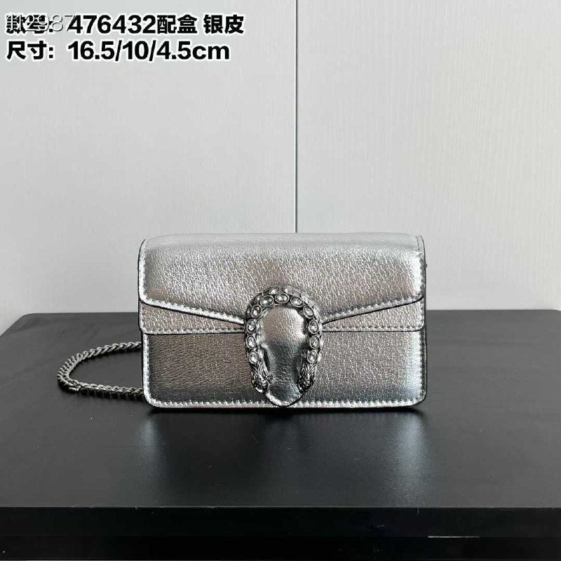 Gucci Crystal Horsebit Mini Crossbody Bag - Silver
