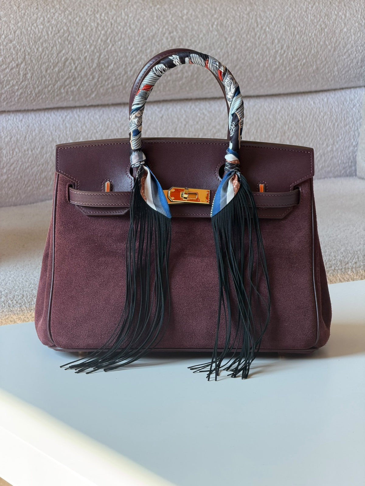 Hermès Birkin Handbag Fringe Handle - Burgundy