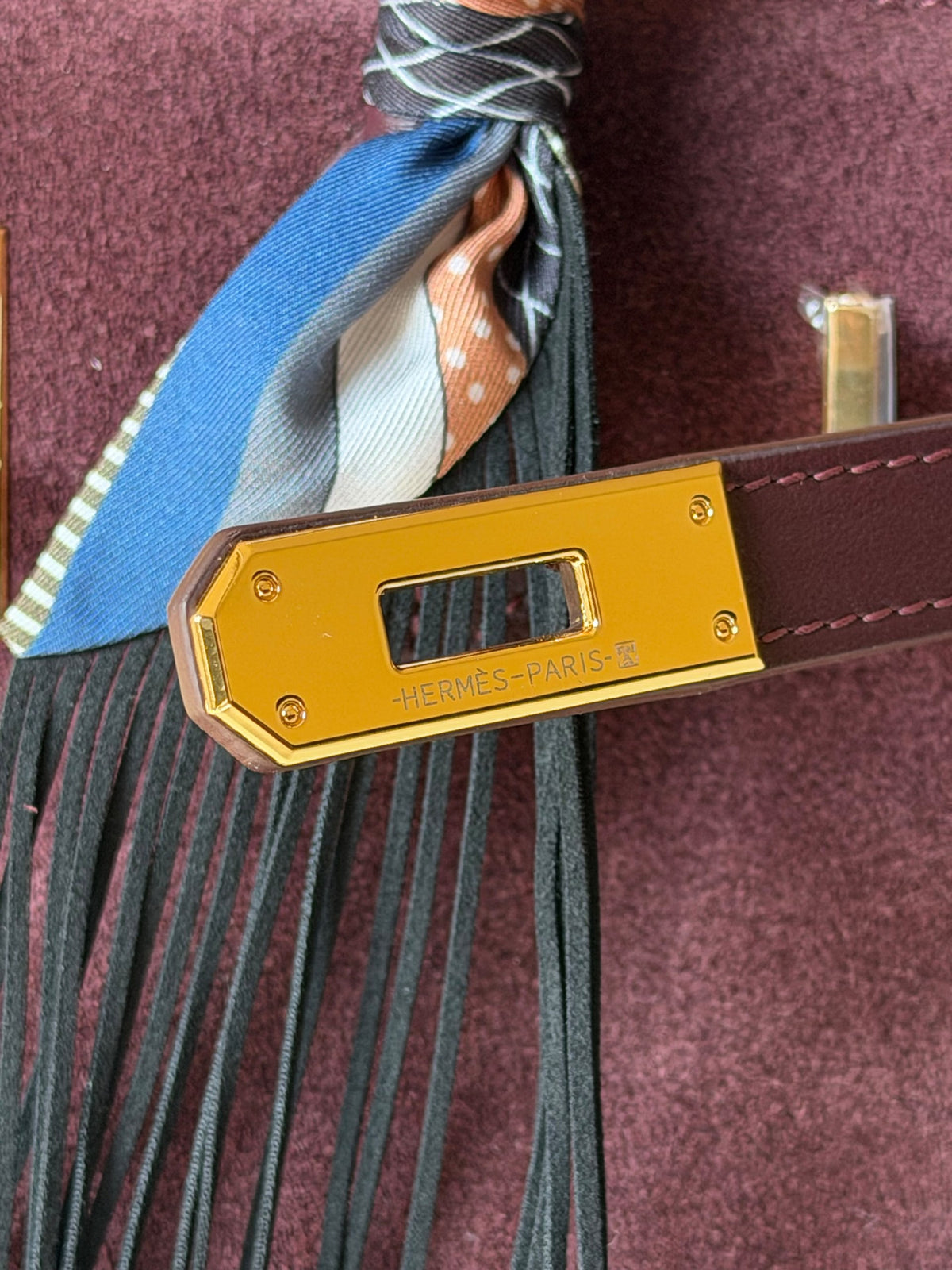 Hermès Birkin Handbag Fringe Handle - Burgundy