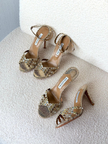 Aquazzura Ankle-Strap Heels - Gold