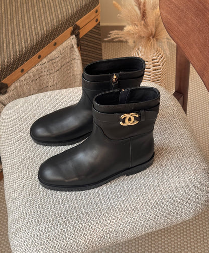 Chanel Strap Detail Boots - Black