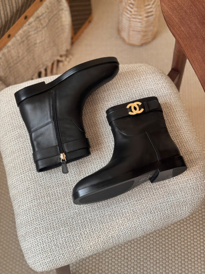 Chanel Strap Detail Boots - Black