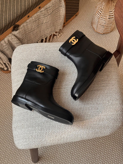 Chanel Strap Detail Boots - Black