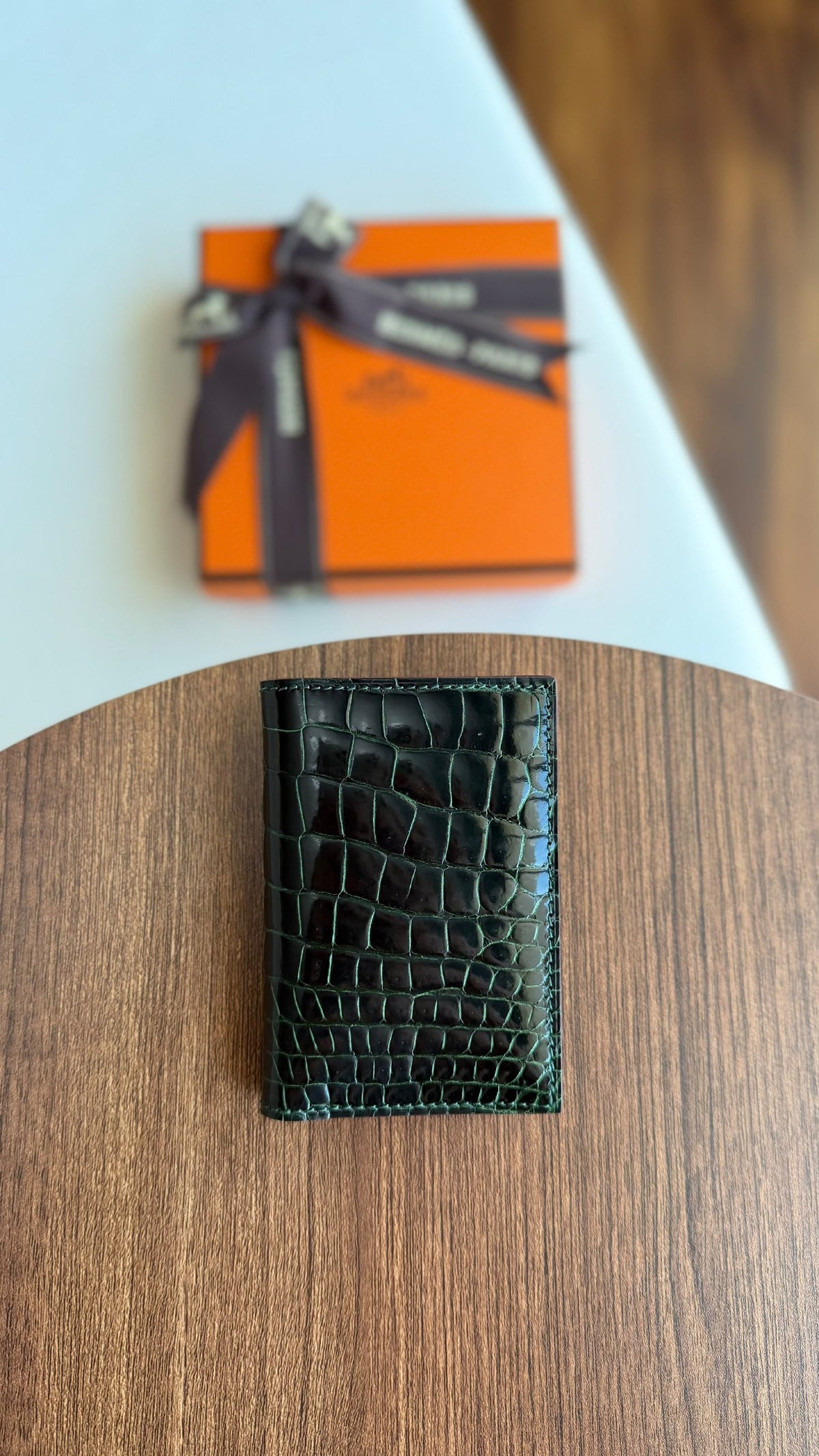 Hermès Euclide Card Holder - Green Embossed