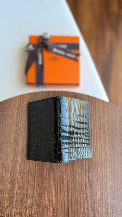 Hermès Euclide Card Holder - Green Embossed