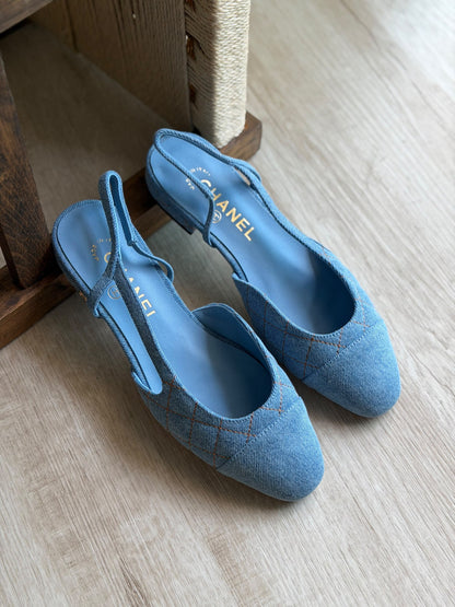 Chanel Slingback Heels - Blue
