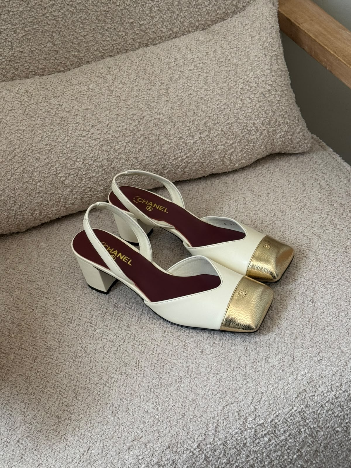 Chanel Heels - White, White & Black, Beige & Black, Gold, Black, Beige