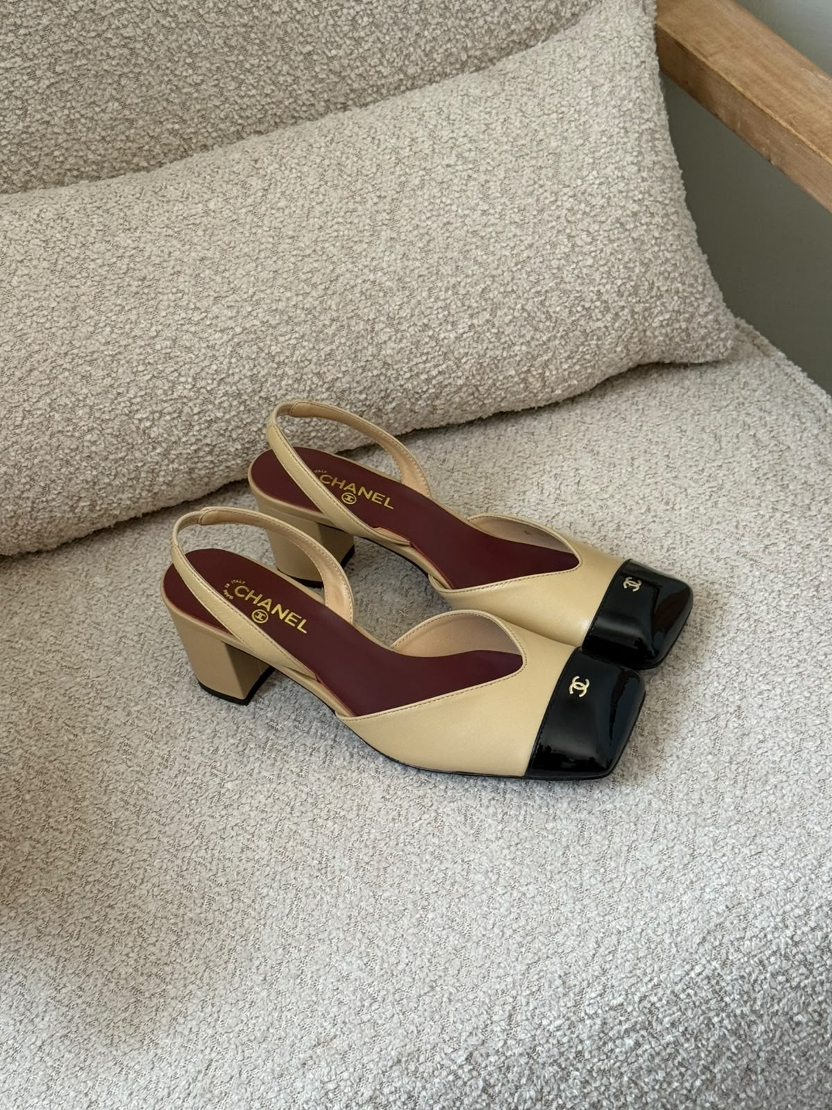 Chanel Heels - White, White & Black, Beige & Black, Gold, Black, Beige