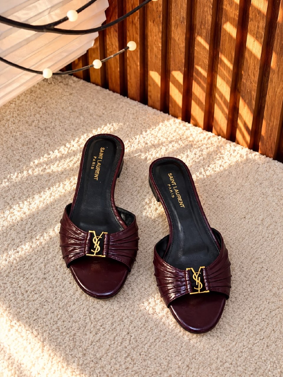 YSL Slippers - Burgundy, Black