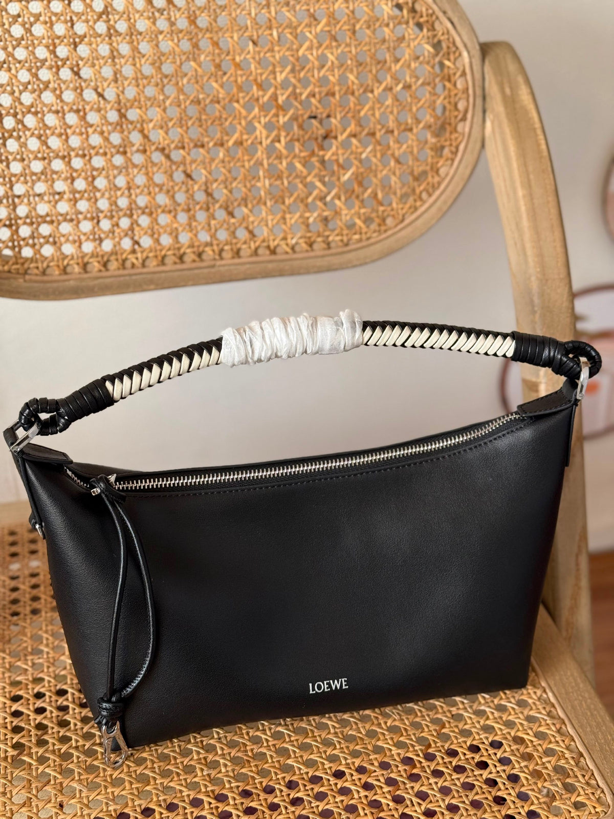 Loewe Braided-Handle Shoulder Bag - Black