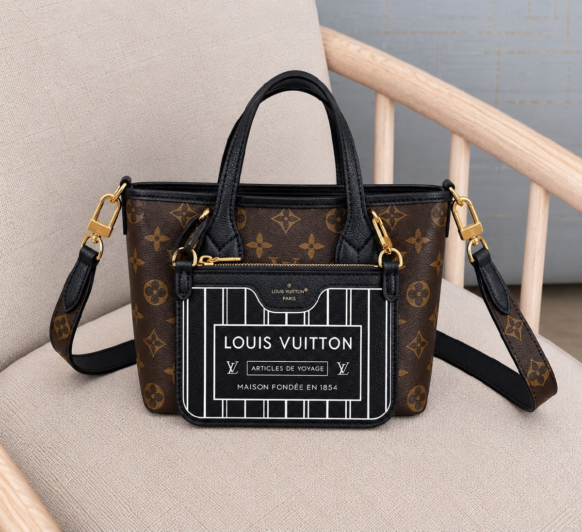 Louis Vuitton Pocket Tote Bag - Brown Monogram
