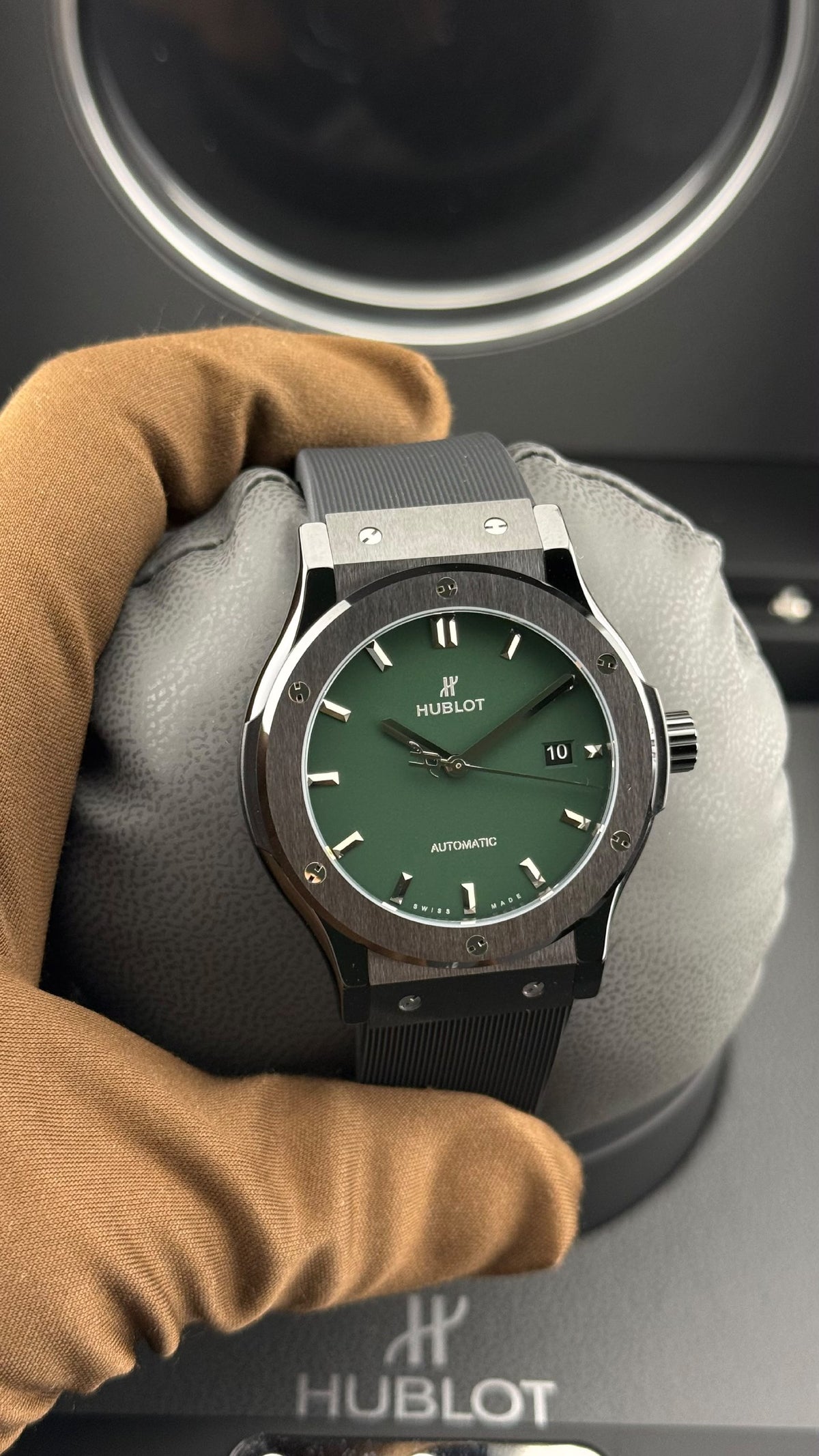 Hublot Watch Green Dial Black Strap - 