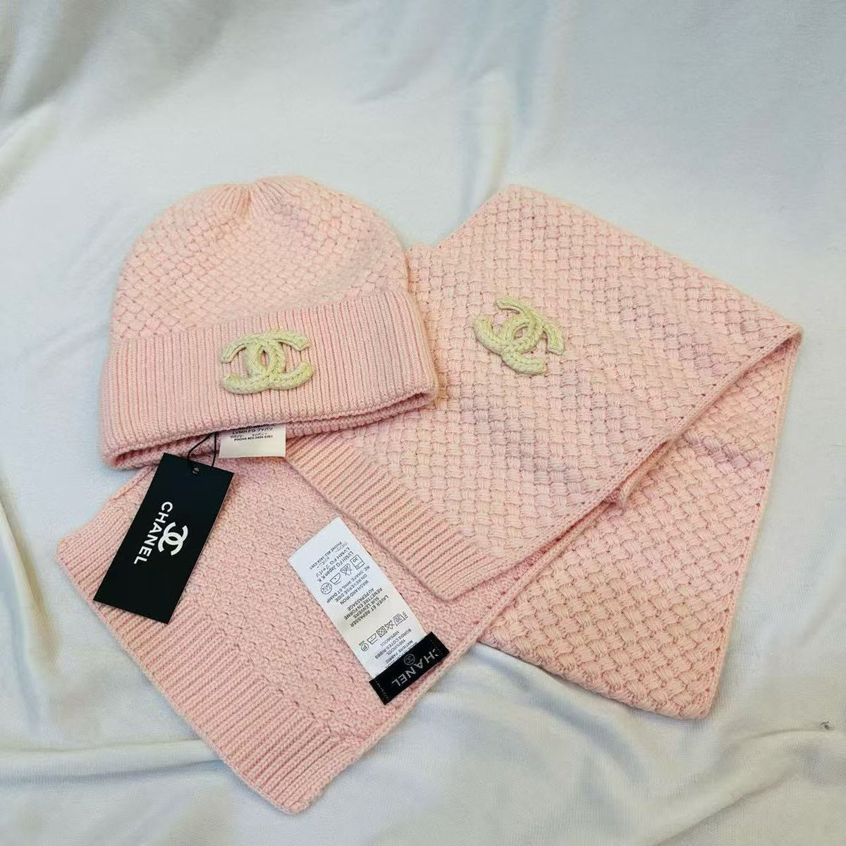 Chanel Scarf & Beanie - Pink