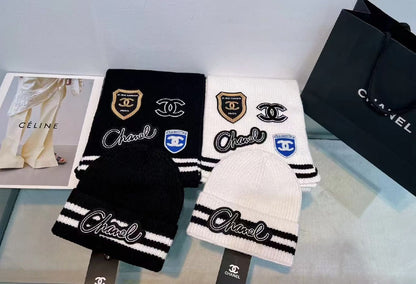 Chanel Scarf & Beanie - Pink