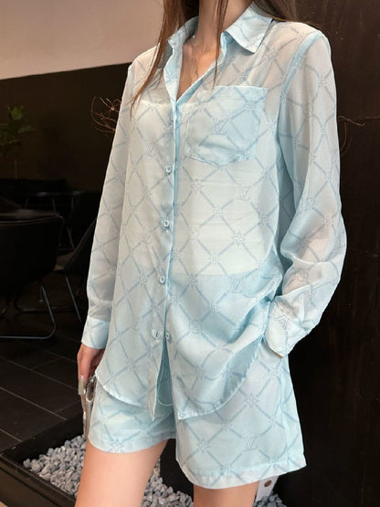 Louis Vuitton Shirt And Shorts Set - Light Blue
