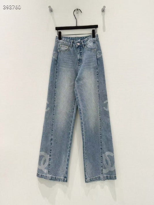Chanel Logo-Detail Jeans Pants - Blue