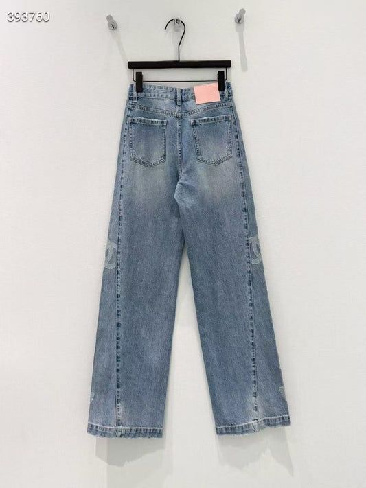 Chanel Logo-Detail Jeans Pants - Blue