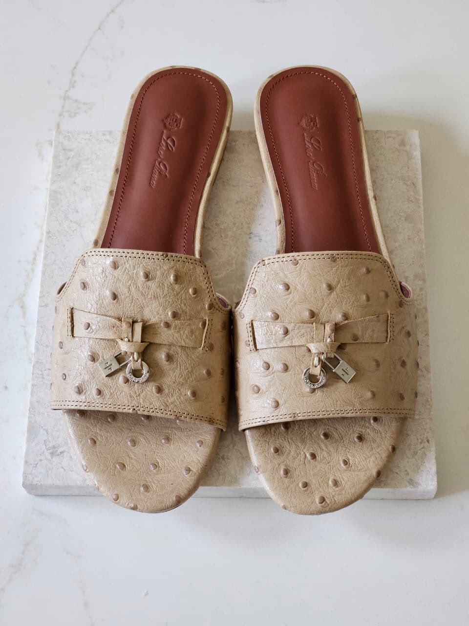 Loro Piana Slippers - Beige Embossed