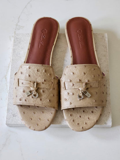 Loro Piana Slippers - Beige Embossed