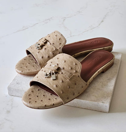 Loro Piana Slippers - Beige Embossed