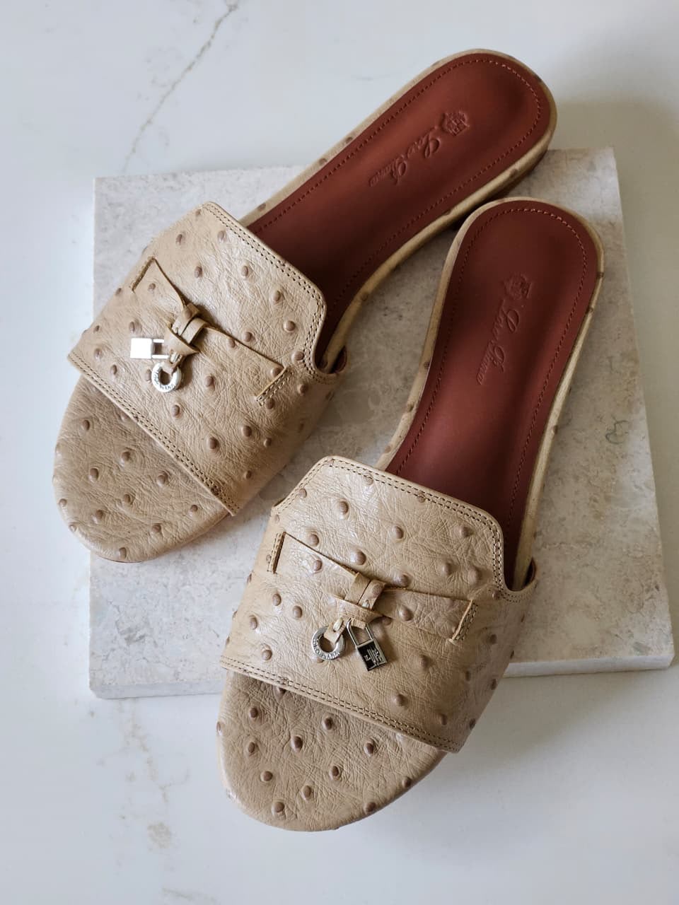 Loro Piana Slippers - Beige Embossed