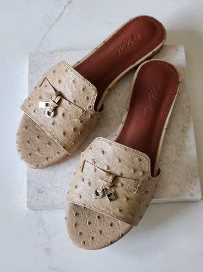 Loro Piana Slippers - Beige Embossed