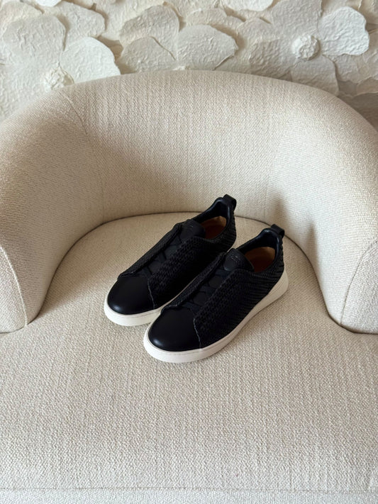 Zegna Woven-Panel Sneakers - Black