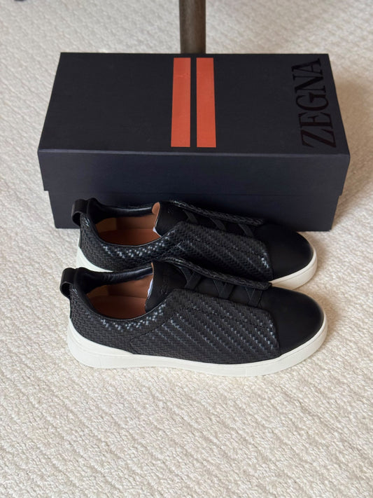 Zegna Woven-Panel Sneakers - Black