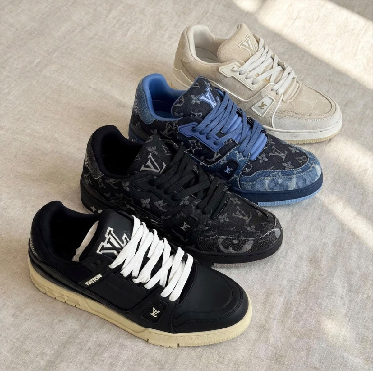 Louis Vuitton Panel Sneakers - Beige, Black Monogram, Black, Navy