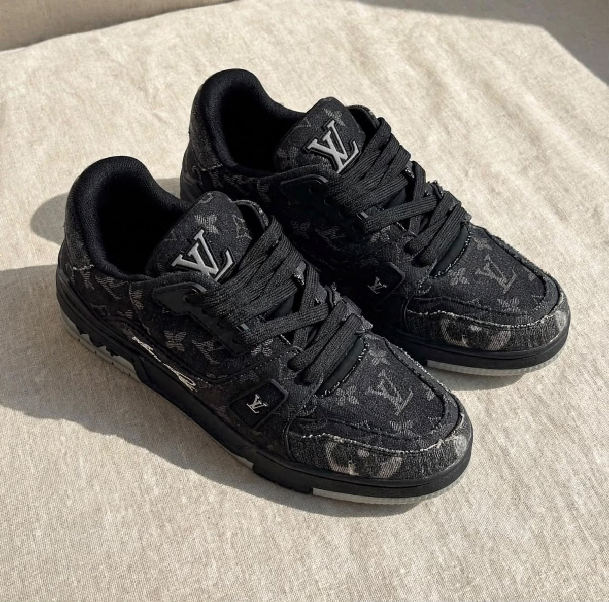Louis Vuitton Panel Sneakers - Beige, Black Monogram, Black, Navy