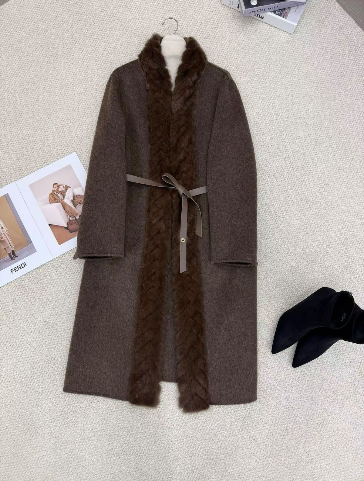 Loro Piana Belted Collar Coat - Brown