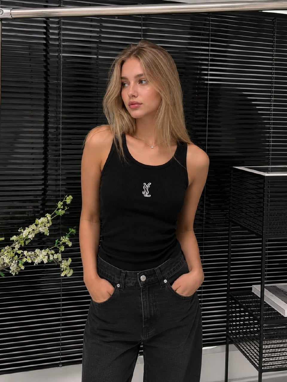 YSL T-Shirt - Black Monogram