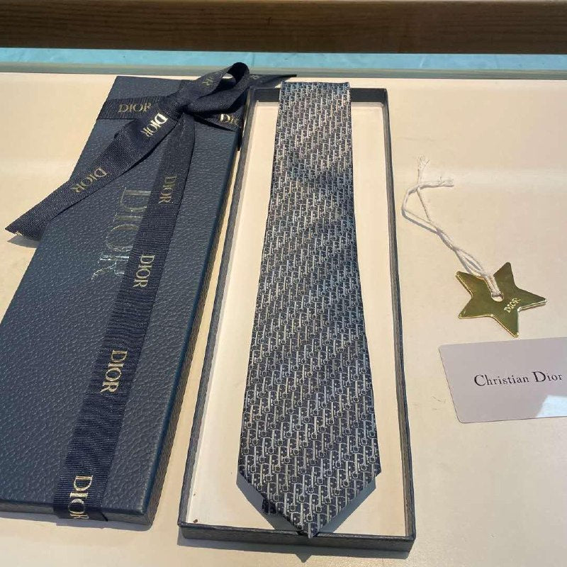 Dior Repeating Logo Tie - Navy
