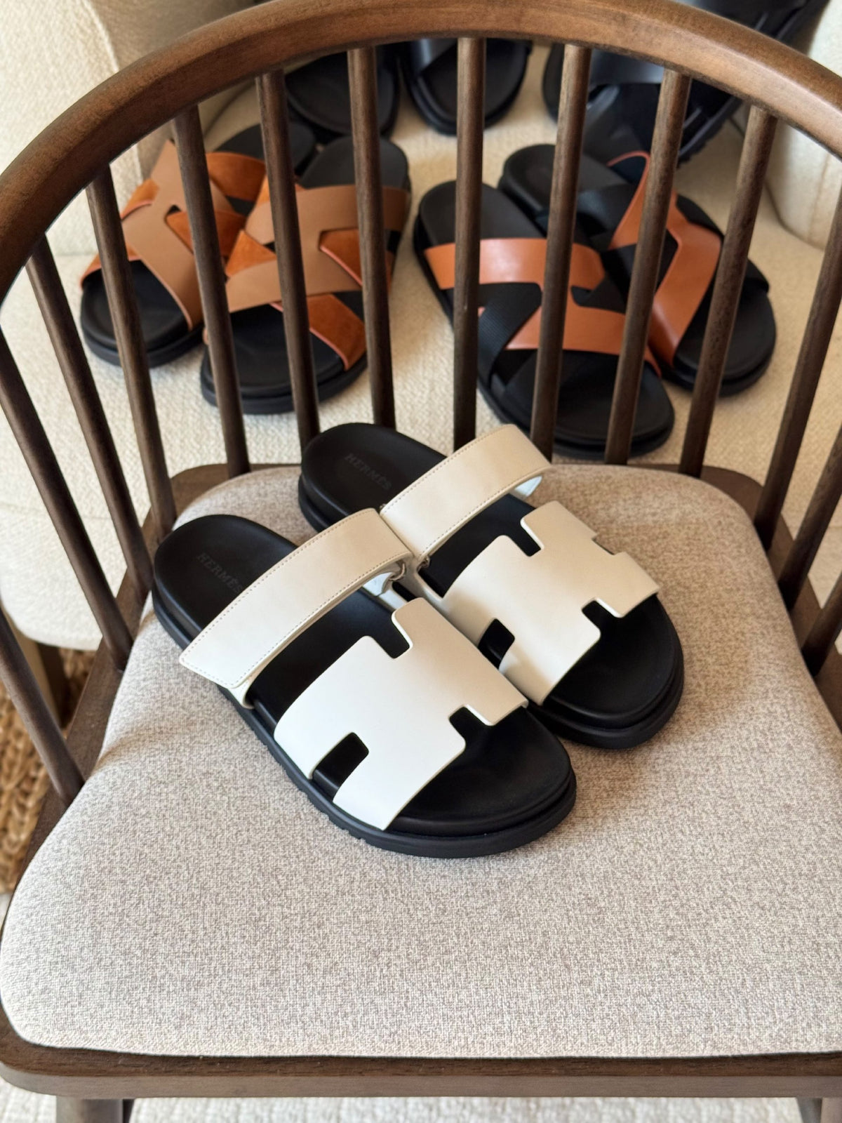Hermes Slippers - White