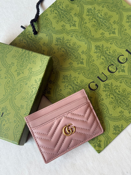 Gucci Chevron Card Holder - Pink