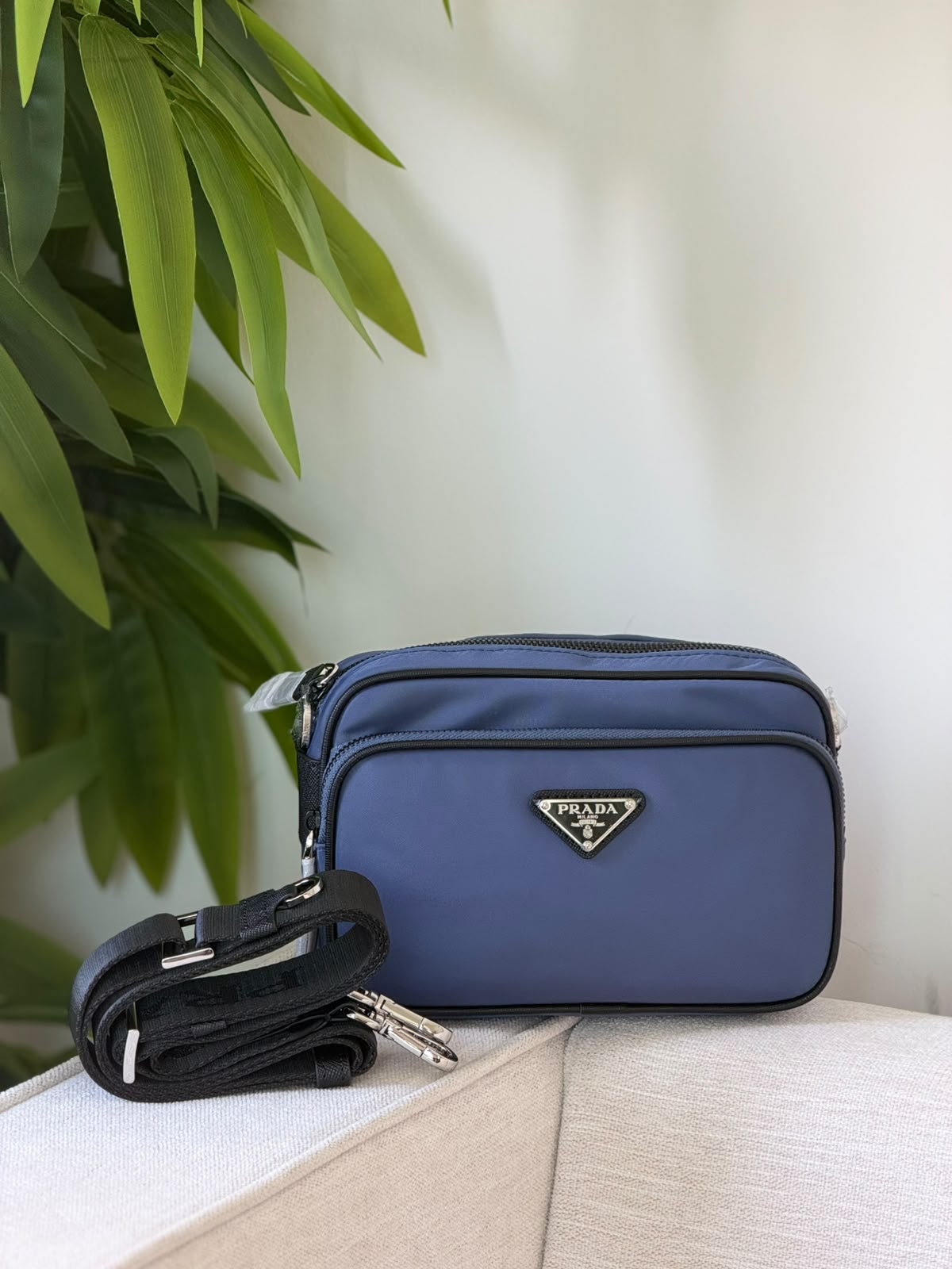 Prada Front-Pocket Crossbody Bag - Blue