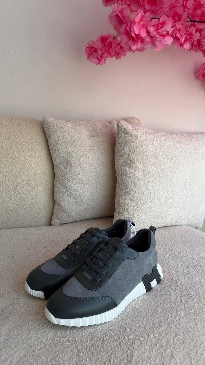 Hermes Panelled Sneakers - Dark Grey & Black