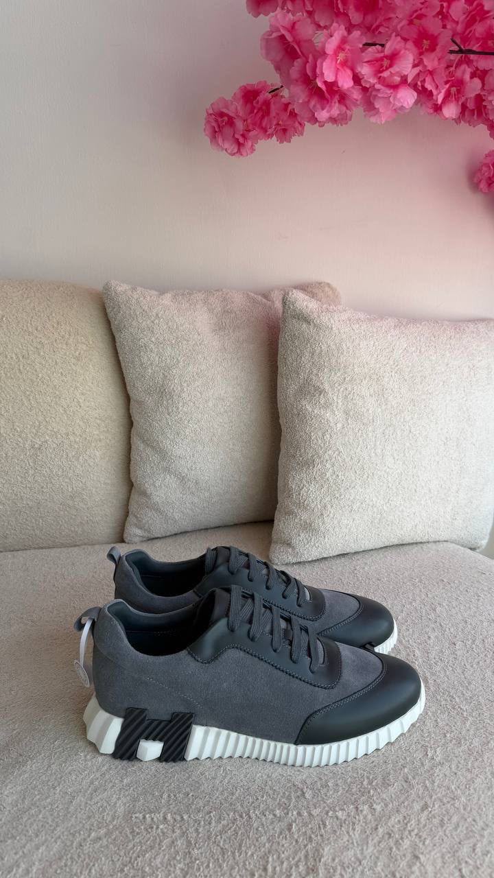 Hermes Panelled Sneakers - Dark Grey & Black