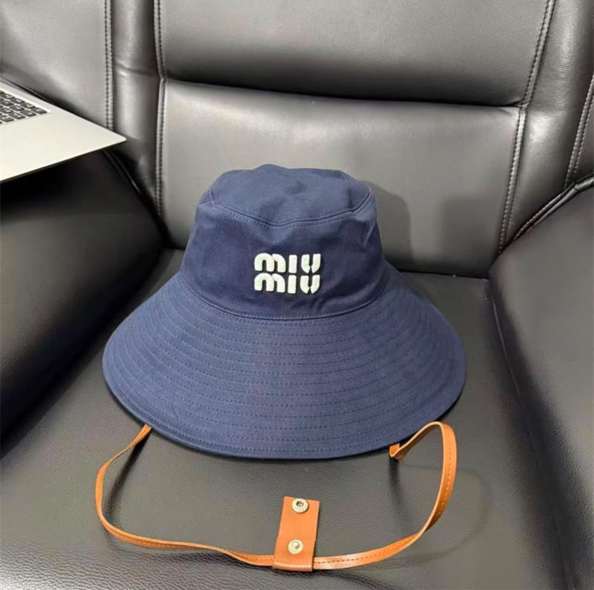 Miu Miu Chin-Strap Hat - Navy